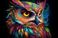 Sharp-eyed Owl portrait bird predator. Generate Ai