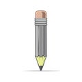 Sharp graphite pencil with pink eraser and grey wooden barrel casting a shadow Royalty Free Stock Photo