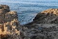 Sharp gray rocks against the sea. Ayia Napa. Cyprus