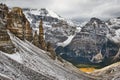 Sharp high Pinnacles from Sentinel pass in Lake Louise, Canada Royalty Free Stock Photo