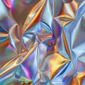 Sharp holographic folds with a metallic rainbow sheen. AI generated