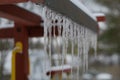 Sharp Icicles Hang from Children`s Fort