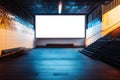 Blank Billboard in Modern Subway Station or Underpass with Stairs and Bench Royalty Free Stock Photo