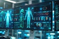 Advanced Medical Technology Displaying Human Anatomy and Vital Signs Royalty Free Stock Photo