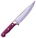 Sharp kitchen utility knife illustration with a metallic blade and a purple ergonomic handle Royalty Free Stock Photo