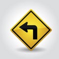 sharp left turn sign. Vector illustration decorative design Royalty Free Stock Photo