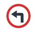 Sharp Left turn traffic sign. Flat design. Royalty Free Stock Photo