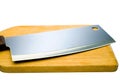 Sharp meat cleaver with cutting board Royalty Free Stock Photo