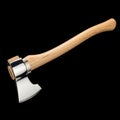 A sharp metal axe with a polished wooden handle isolated on white background Royalty Free Stock Photo
