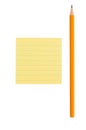 Pencil and blank yellow notepaper Royalty Free Stock Photo