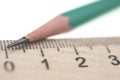 sharp pencil with the ruler isolated Royalty Free Stock Photo