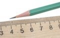 sharp pencil with the ruler isolated Royalty Free Stock Photo