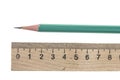 sharp pencil with the ruler isolated Royalty Free Stock Photo