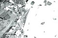 Sharp Pieces of shattered glass isolated on white Royalty Free Stock Photo