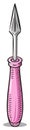 Sharp pointed awl tool with a pink handle vector cartoon illustration for crafts and hobbies Royalty Free Stock Photo