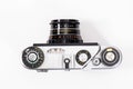 Sharp realistic picture of old Russian soviet 35mm film rangefinder camera Royalty Free Stock Photo