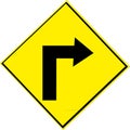 sharp right turn sign Royalty Free Stock Photo