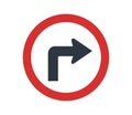 Sharp Right turn traffic sign. Flat design. Royalty Free Stock Photo