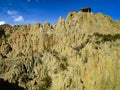 Sharp rock pillars in bolivian Moon Valley