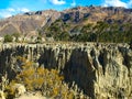 Sharp rock pillars in bolivian Moon Valley