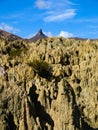 Sharp rock pillars in bolivian Moon Valley