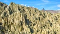 Sharp rock pillars in Moon Valley - Valle de la Luna, La Paz, Bolivia