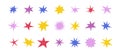 Sharp stars shapes set. Bright irregular sparks, colorful twinkles. Abstract edgy sparkle and stars elements pack Royalty Free Stock Photo