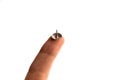 Sharp steel pin on a boy`s finger Royalty Free Stock Photo