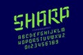 Sharp style font, alphabet letters and numbers