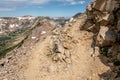 Sharp Switchback on Steep Trail Connecting Lake Solitude and Paintbrush Divide Royalty Free Stock Photo