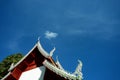 sharp temple roof into the sky