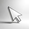 Sharp 3D Render of a White Computer Mouse Cursor Arrow with Black Outline on White Background Royalty Free Stock Photo
