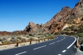 Sharp turn of the mountain road. Teide National Park, Tenerife, Canary Islands, Spain.