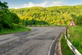 A sharp turn on a mountain serpentine in the mountains of Transcaucasia, the landscape Royalty Free Stock Photo