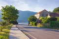 Sharp turn of road. Montenegro, view of Adriatic Highway Jadranska magistrala