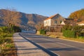 Sharp turn of road. View of Adriatic Highway running along the coast of Bay of Kotor . Montenegro Royalty Free Stock Photo