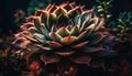 Sharp, vibrant colors adorn single houseleek succulent plant generated by AI