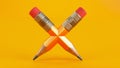 sharp yellow pencils formed X forme isolated on colored background, Royalty Free Stock Photo