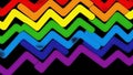 Sharp zigzag rainbow lines overlaying a dark background with a textured effect Royalty Free Stock Photo