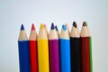 Sharped colored pencils on white background for art drawing Royalty Free Stock Photo