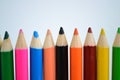 Sharped colored pencils on white background for art drawing Royalty Free Stock Photo