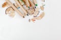 Sharped pencils with Pencil Shaving isolated on white Royalty Free Stock Photo