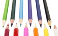 Sharpened colored pencils on the white background. Royalty Free Stock Photo