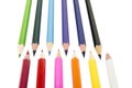 Sharpened colored pencils on the white background. Royalty Free Stock Photo