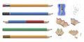 Sharpened colorful pencils stationery set and sharpener