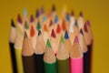 Sharpened colour pencils viewed up close