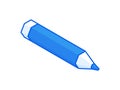 Sharpened pencil isometric illustration. Blue wooden tool for drawing and notes on paper.