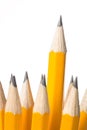 Sharpened pencil standing out Royalty Free Stock Photo