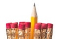 Sharpened pencil standing out Royalty Free Stock Photo