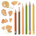 Sharpened Wooden Pencils And Shavings